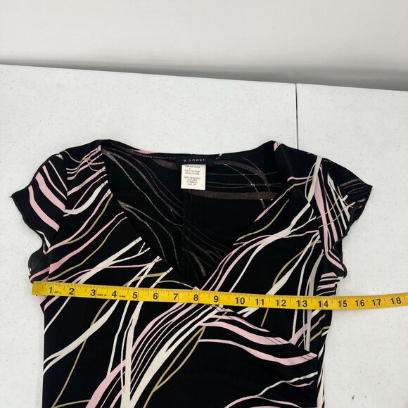 B. Smart Y2K Juniors 3/4 Midi Dress Black Pink Abstract Swirl Bodycon Party - Picture 6 of 13